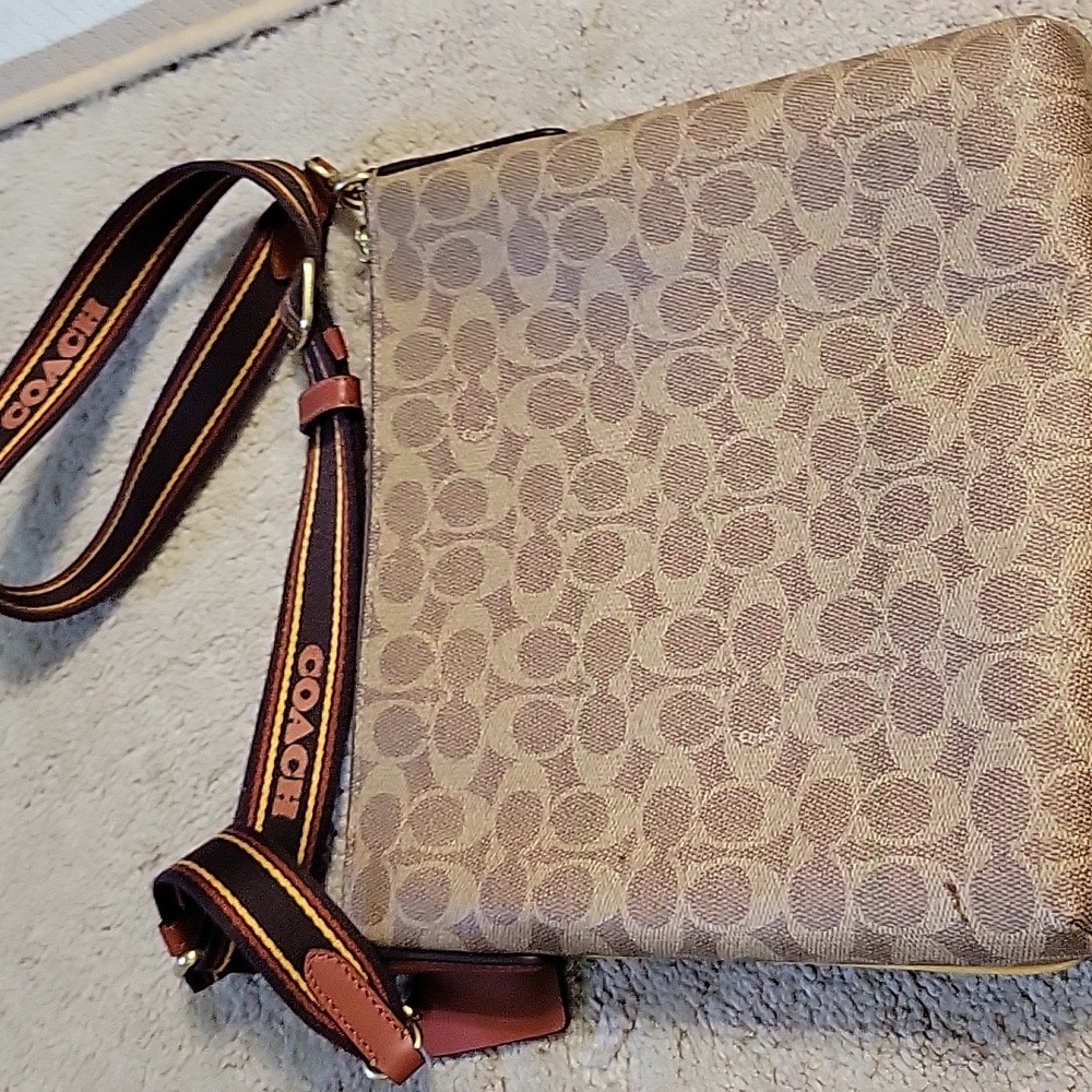Coach Signature Crossbody with Yellow Stripe - Picture 2 of 5